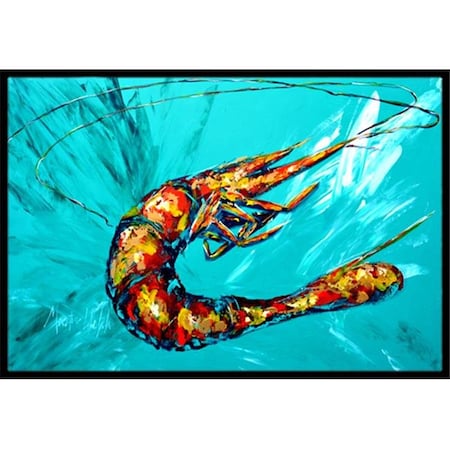Carolines Treasures Carolines Treasures MW1100JMAT 24 x 36 in. Shrimp Teal Shrimp Indoor Or Outdoor Doormat MW1100JMAT